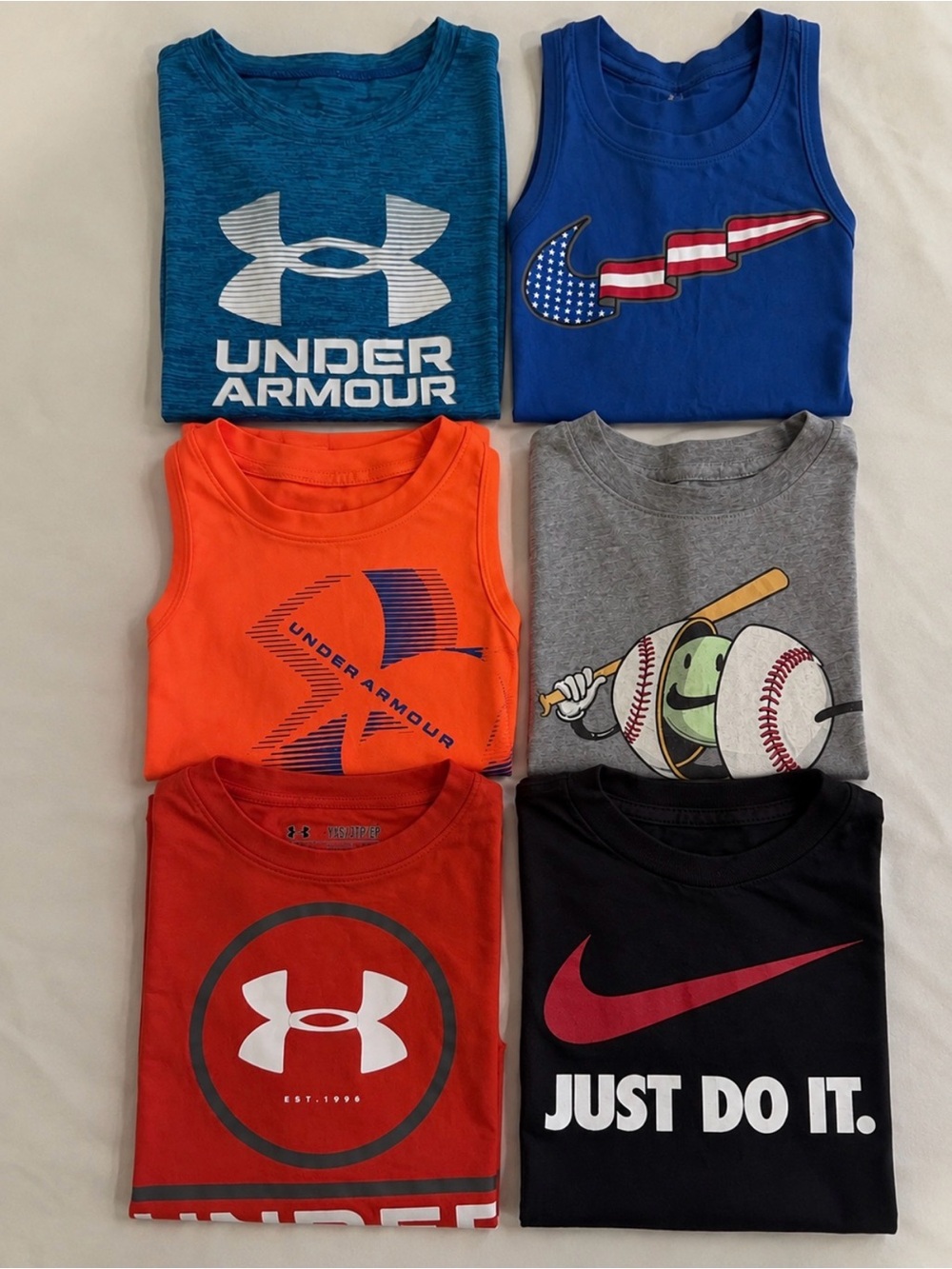Boys Nike & Under Armour Shirt/Tank Lot - Size 7